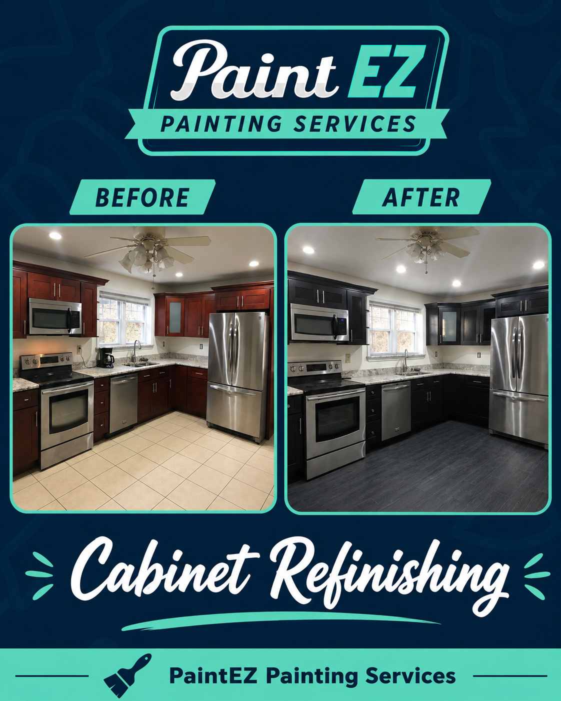 Interior painting support for Triangle remodeling project — cabinet refinishing by Paint EZ