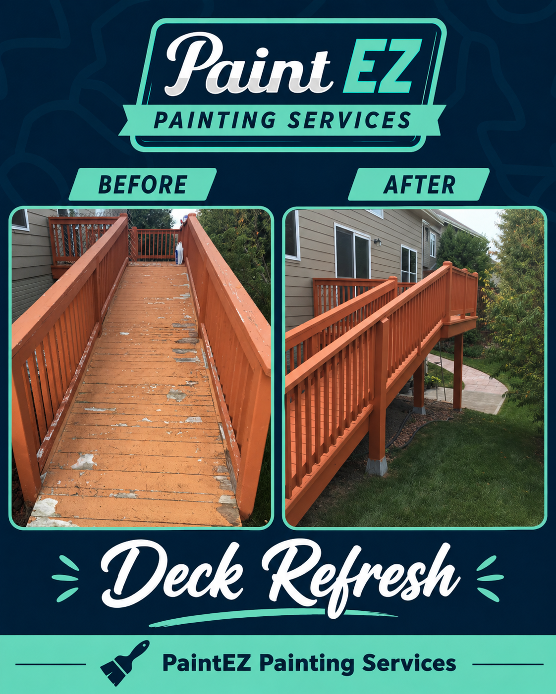 Exterior painting work from Morgan Remodeling preferred trade partner — deck staining and refresh