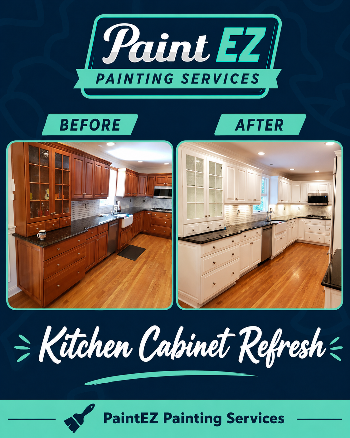 Interior painting support for Triangle remodeling project — kitchen cabinet refresh by Paint EZ trade partner